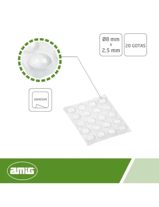 Gota protectora 610 - Ø8 x 2,5 mm - Silicona - Transparente