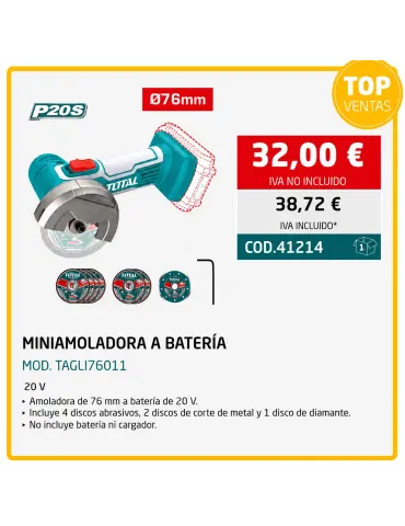 MINIAMOLADORA A BATERÍA    20 V