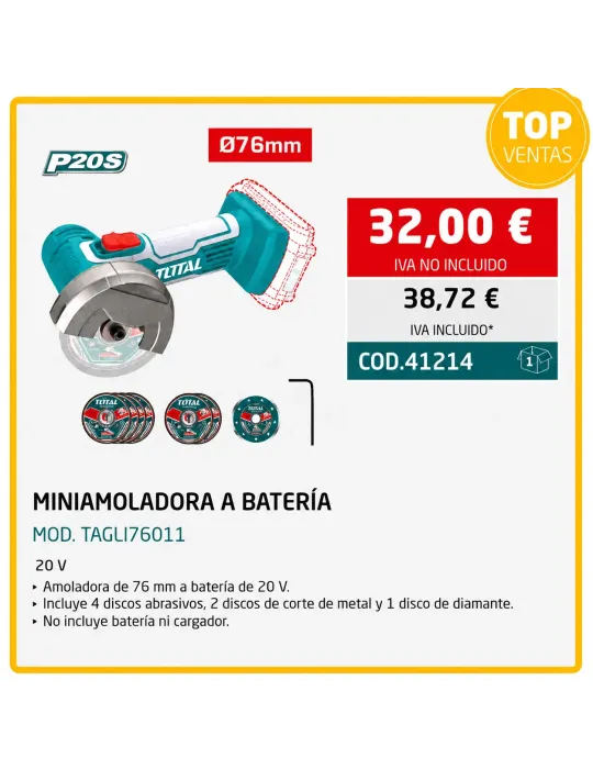 MINIAMOLADORA A BATERÍA    20 V