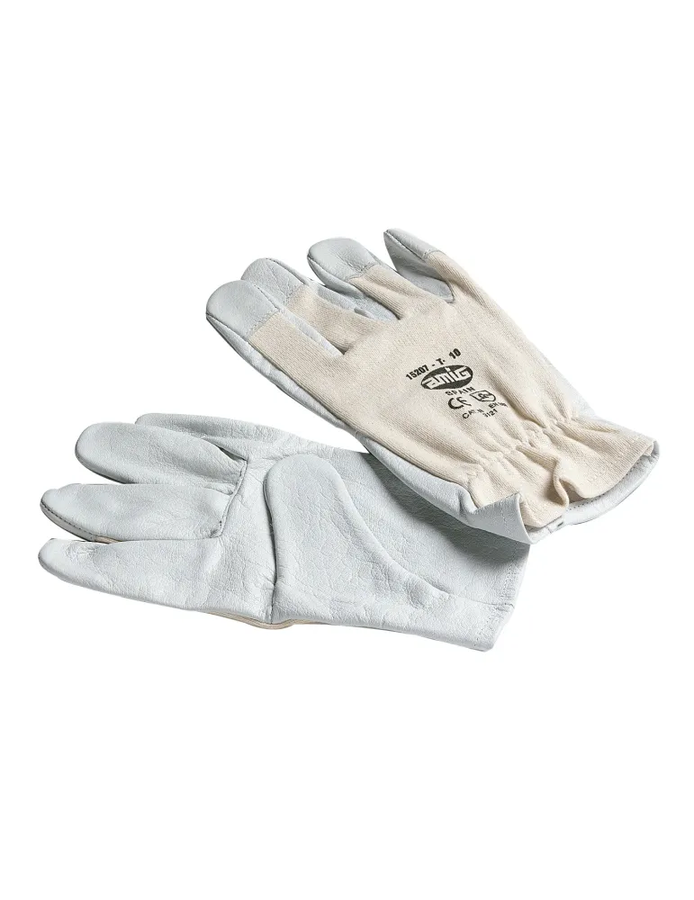 Guantes mixtos flor piel y algodón 15207 - 8 - Flor piel vacuno - Blanco