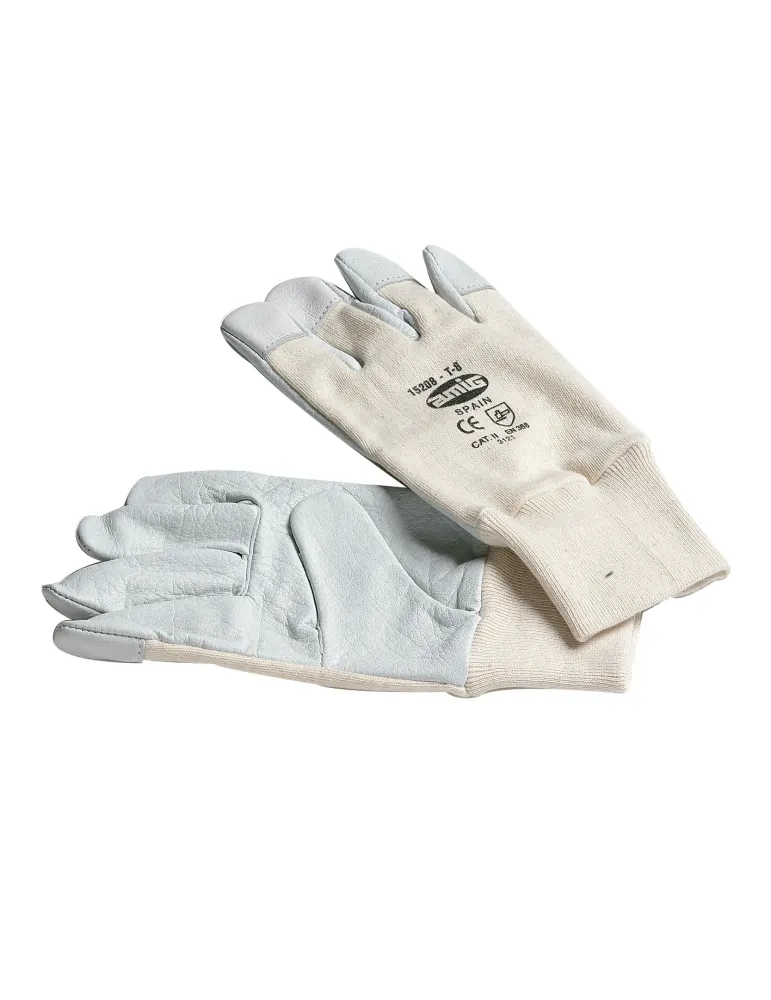 Guantes mixtos flor piel y algodón 15208 - 8 - Flor piel vacuno - Blanco