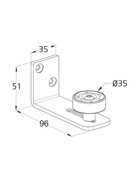 Guía inferior corredera SD020 - 95 x 50 x 35 mm - Acero - Negro
