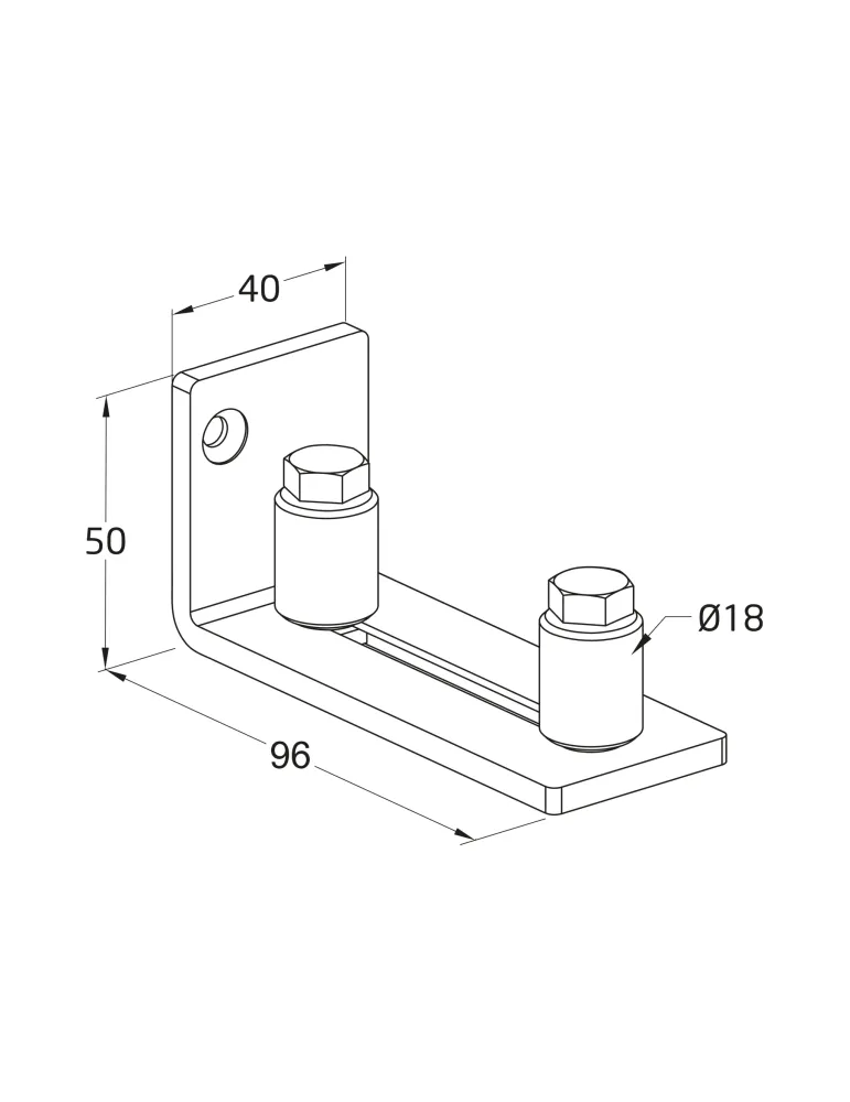 Guía inferior corredera SD021 - 105 x 40 x 40 mm - Acero - Negro