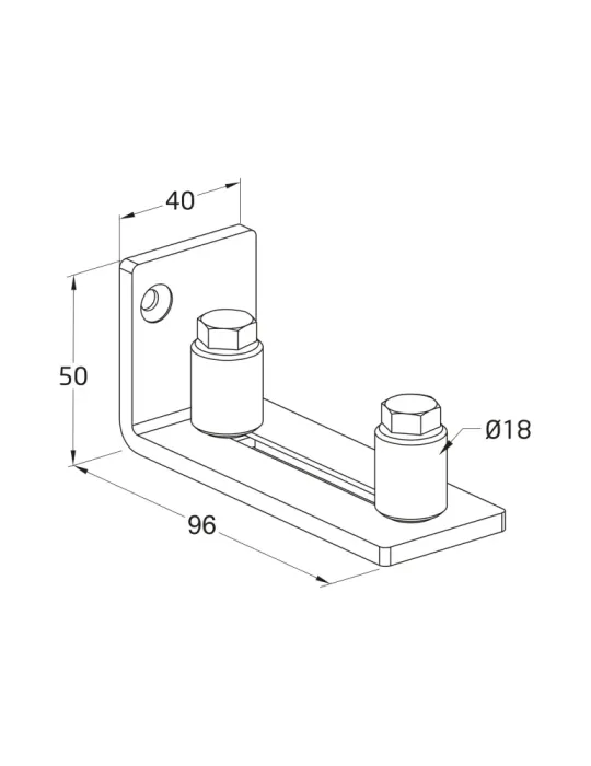 Guía inferior corredera SD021 - 105 x 40 x 40 mm - Acero - Negro