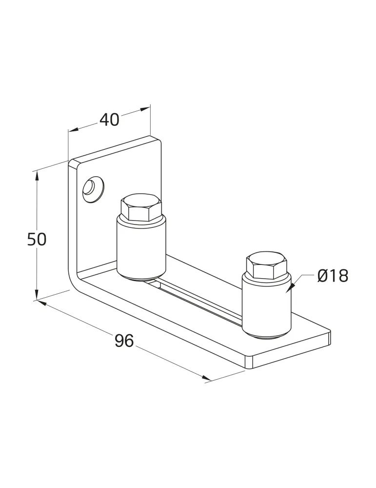 Guía inferior corredera SD022 - 105 x 40 x 40 mm - Acero inoxidable 18/8 - Mate