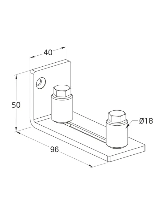 Guía inferior corredera SD022 - 105 x 40 x 40 mm - Acero inoxidable 18/8 - Mate