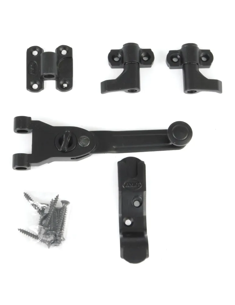 Herrajes para dos hojas 2904 - 80 mm - Zamak - Negro