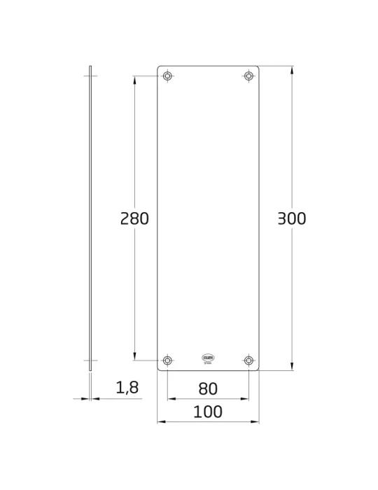 Placa 12 - 300 x 100 mm - Acero inoxidable 18/8 - Mate
