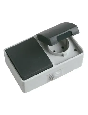 Interruptor + base estanco 3620 - 128 x 80 x 52 mm - Policarbonato - Gris