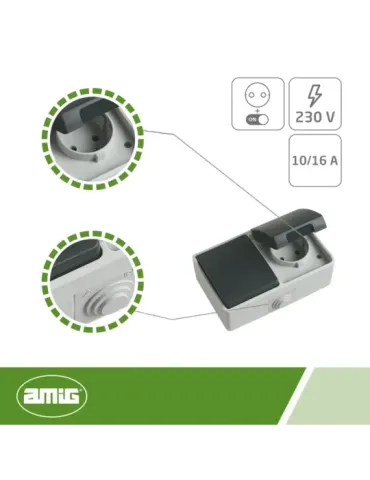 Interruptor + base estanco 3620 - 128 x 80 x 52 mm - Policarbonato - Gris 2
