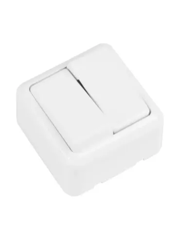 Interruptor doble de sobreponer 383 - 60 x 60 mm - Policarbonato - Blanco