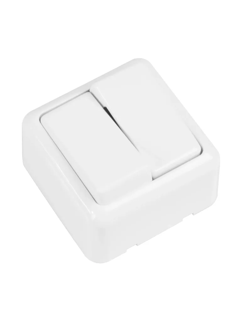 Interruptor doble de sobreponer 383 - 60 x 60 mm - Policarbonato - Blanco