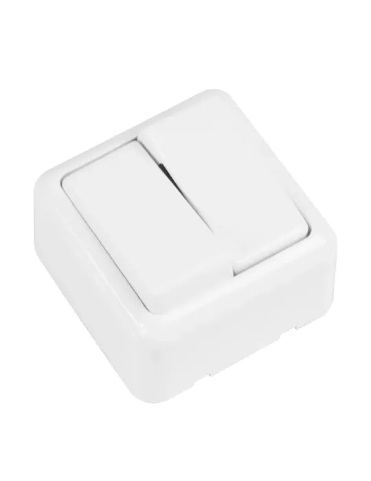 Interruptor doble de sobreponer 383 - 60 x 60 mm - Policarbonato - Blanco