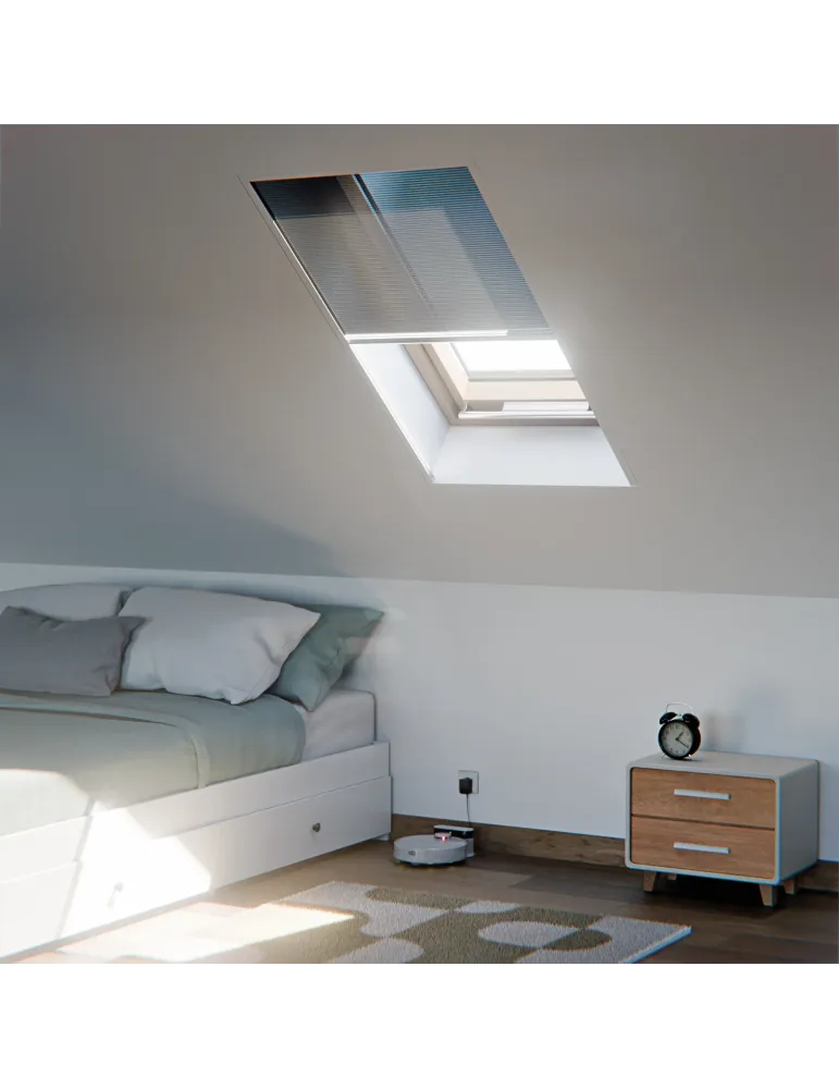 Mosquitera plisada MPL01 - 78 x 118 cm - Aluminio / Polipropileno - Blanco/Gris