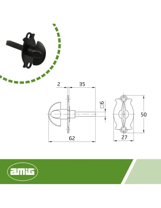 Muletilla 10P - 30 mm - Zamak - Negro