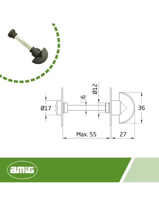 Muletilla 12 - 36 mm - Zamak - Negro