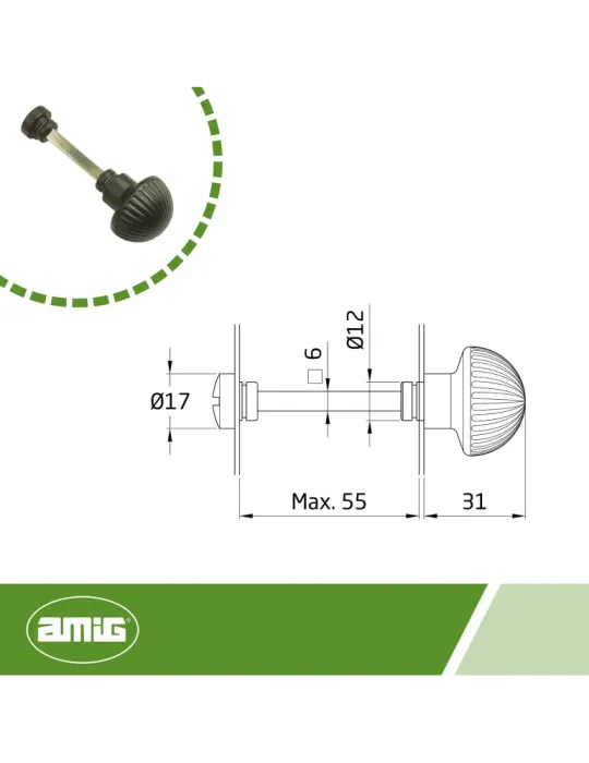 Muletilla 13 - Ø34 mm - Zamak - Negro