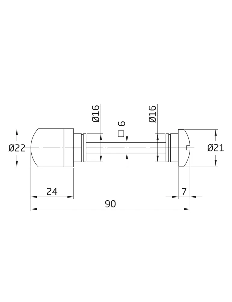 Muletilla 4 AMHYG - Ø22 x 90 mm - Acero inoxidable 18/8 - Mate
