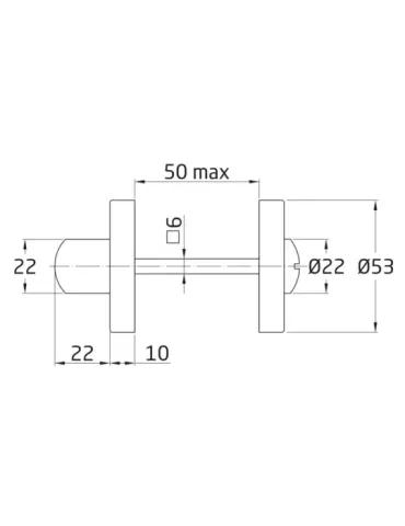 Muletilla 6D - Ø53 mm - Acero inoxidable 18/8 - Mate 2